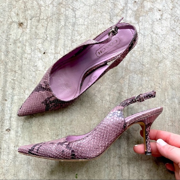 COACH | Alena Purple Pointed Toe Python Heels 7 - Picture 1 of 13